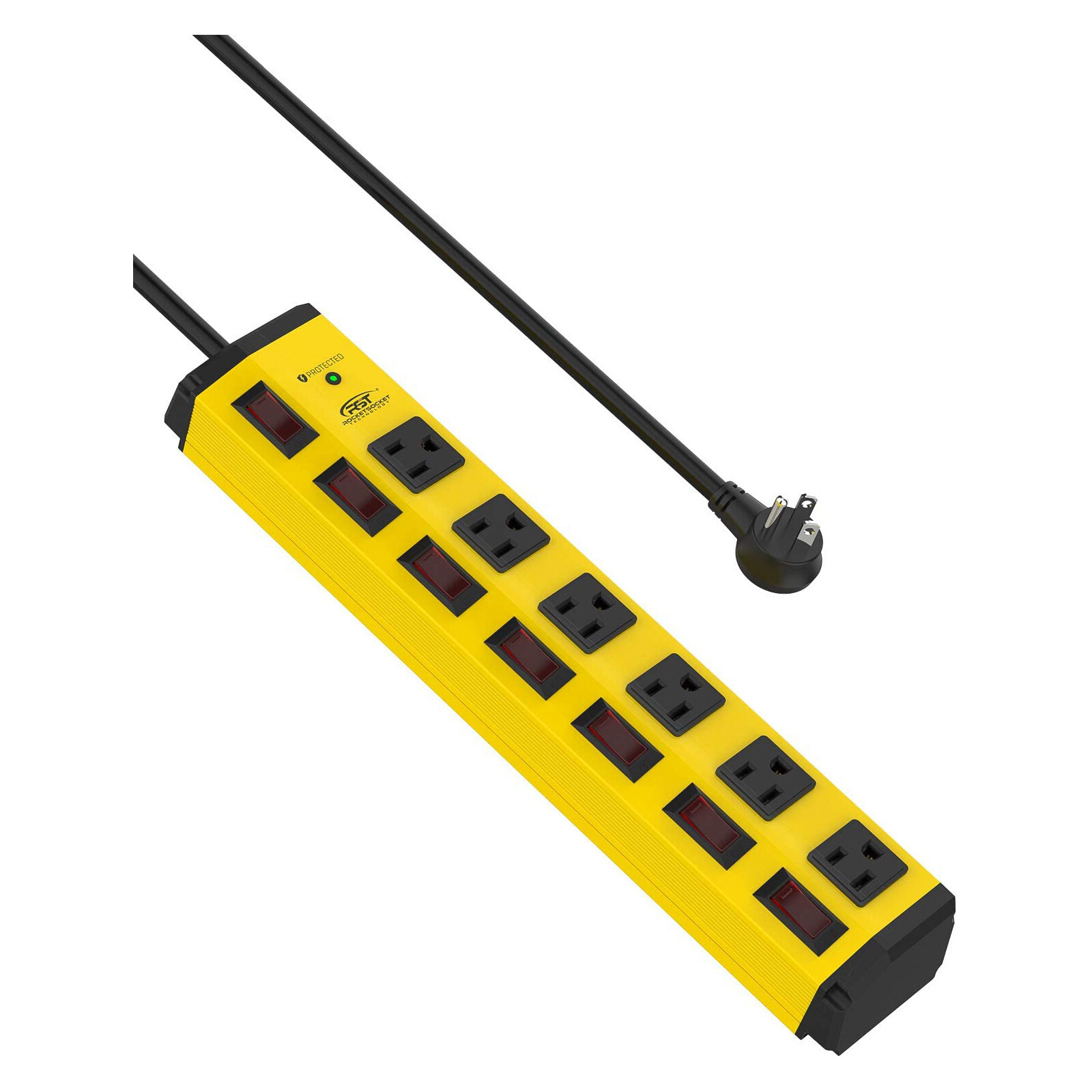 6-Outlets 1200J Power Strip Surge Protector, Flat Plug 6ft Extension Power Cord