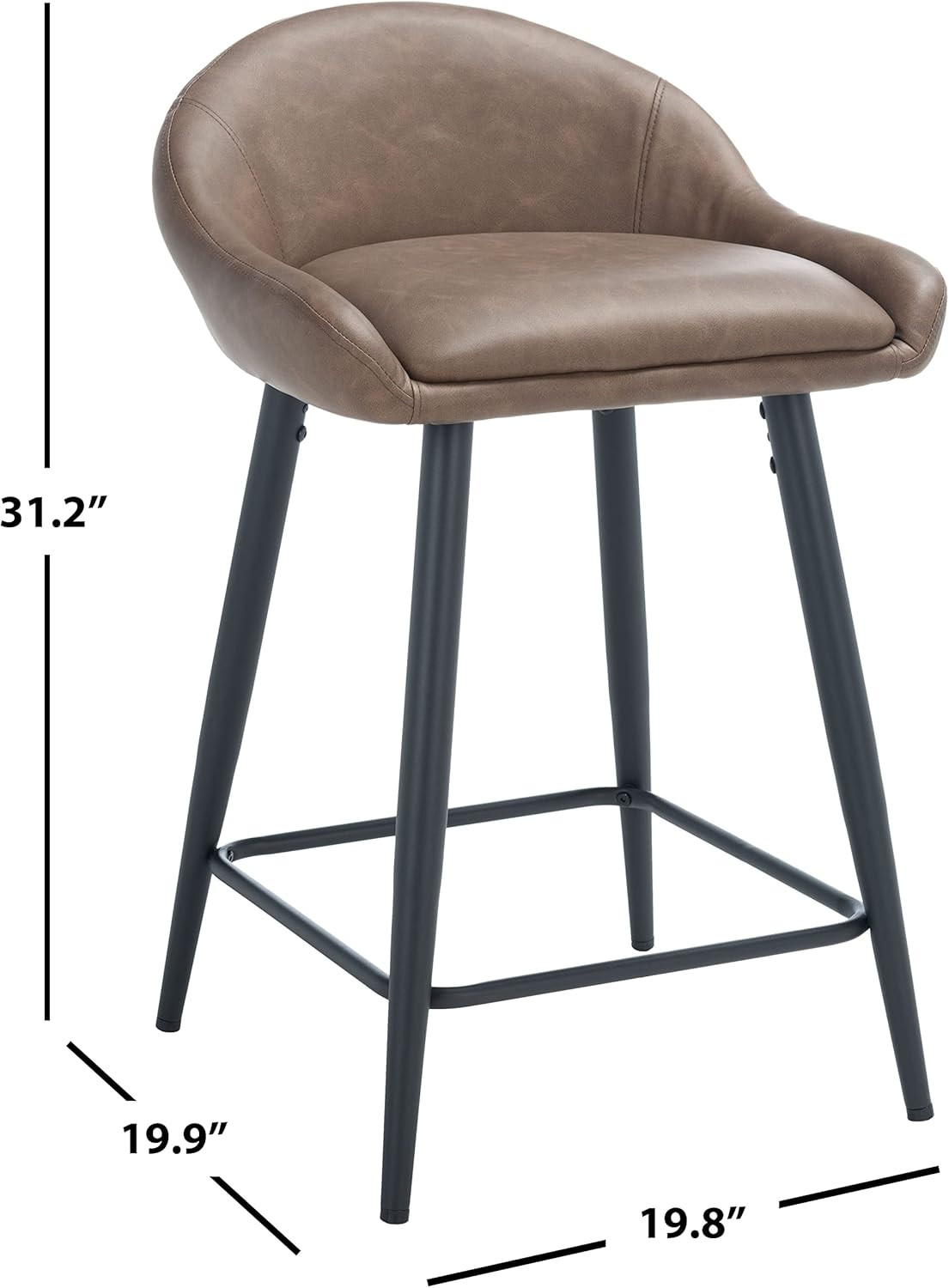 Anson Saddle Brown Faux Leather 25-Inch Counter Stool by Home