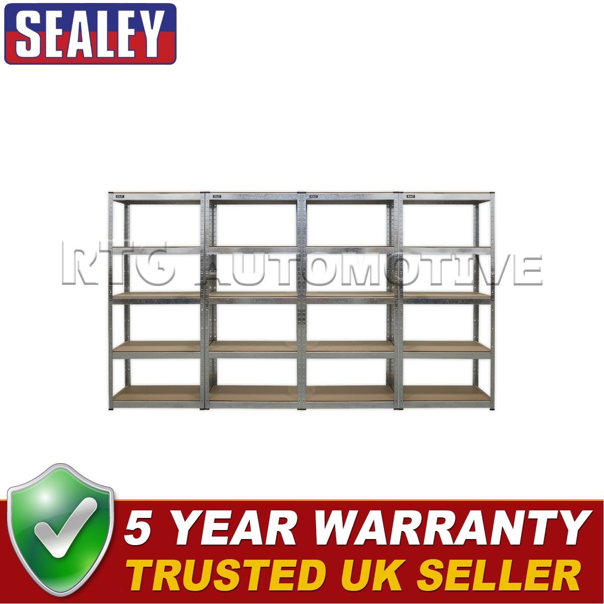 Sealey Racking Unit 5 Shelf 150kg Capacity Per Level Set of 4 AP6150GSCOMBO