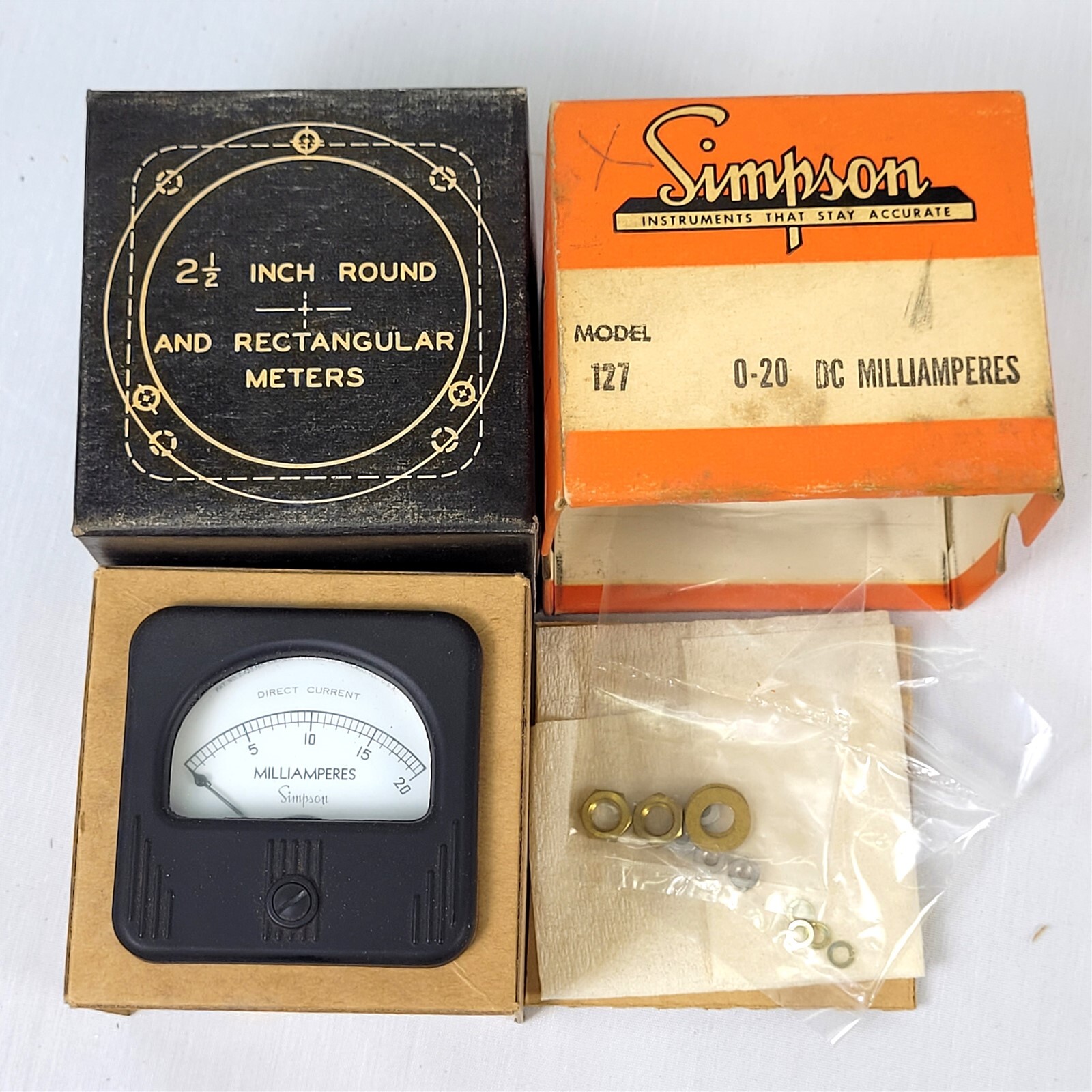 Simpson Model 127 Meter Gauge DC 0-20 Milliamperes NOS ~ T621
