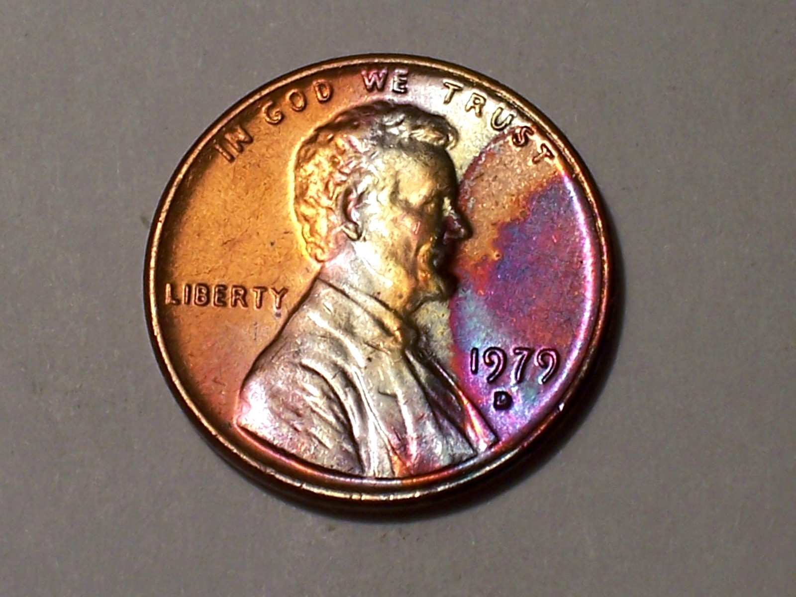 1979-D  @  Monster"  Toning on this Lincoln Mem. Penny,!! 394