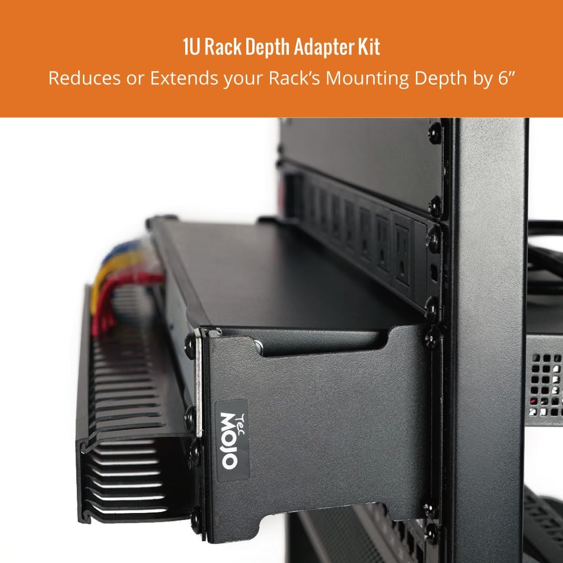 1U Server Rack Depth Extender 6 Inch Recessed Adapter Network Rack Extender