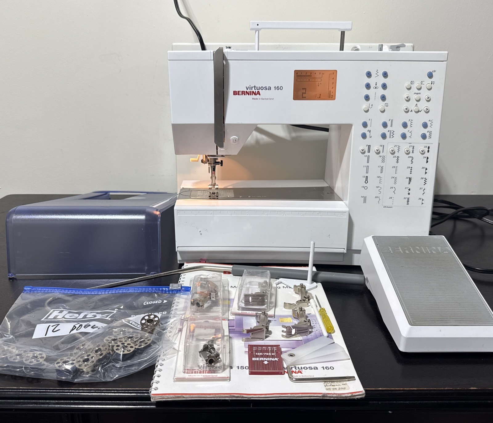 Bernina Virtuosa 160 Sewing Machine  Swiss Made Tested W/extension Table Extras