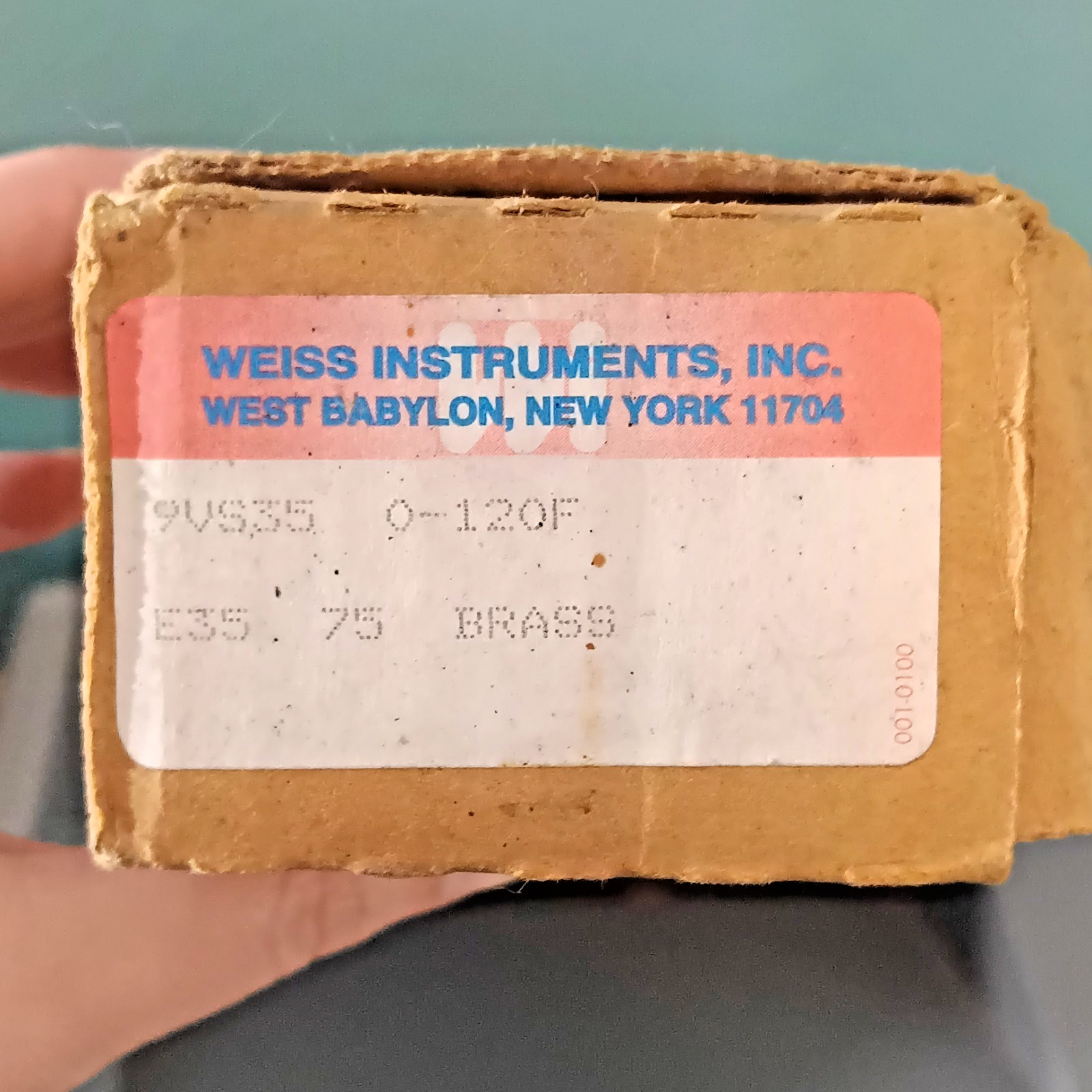 Weiss 0-120°F Industrial Thermometer Brass Stem 9VS35 NOB