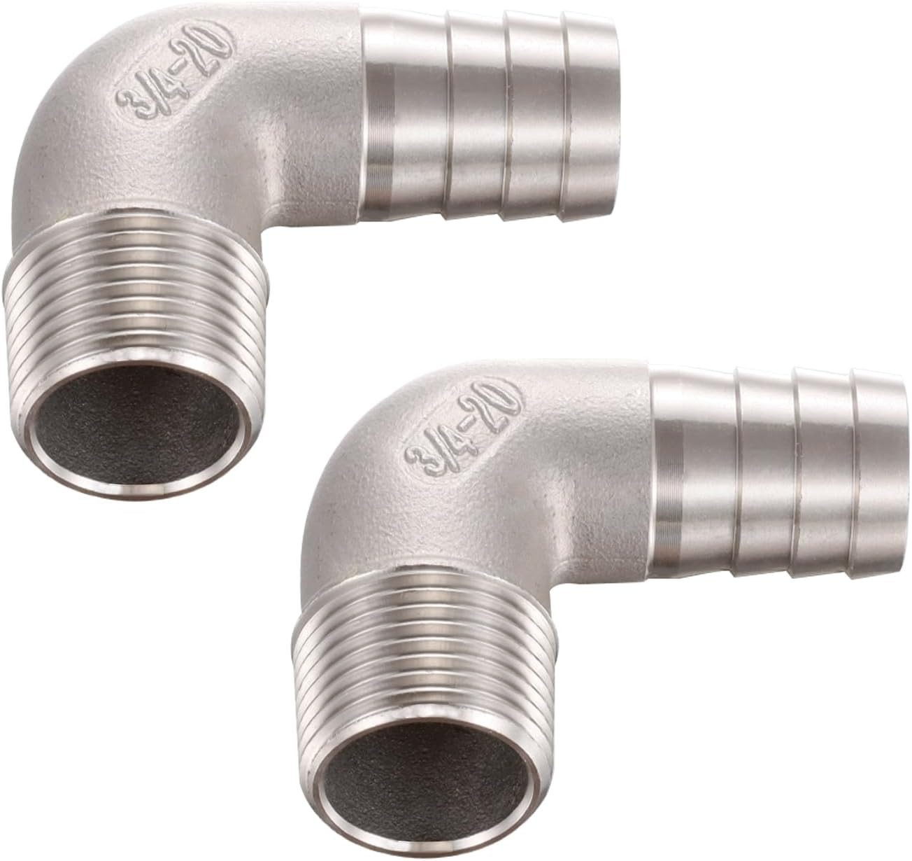 3/4" Hose Barb X 3/4" Male NPT 304 Stainless Steel 90 Degree Elbow- Home Brew Pi