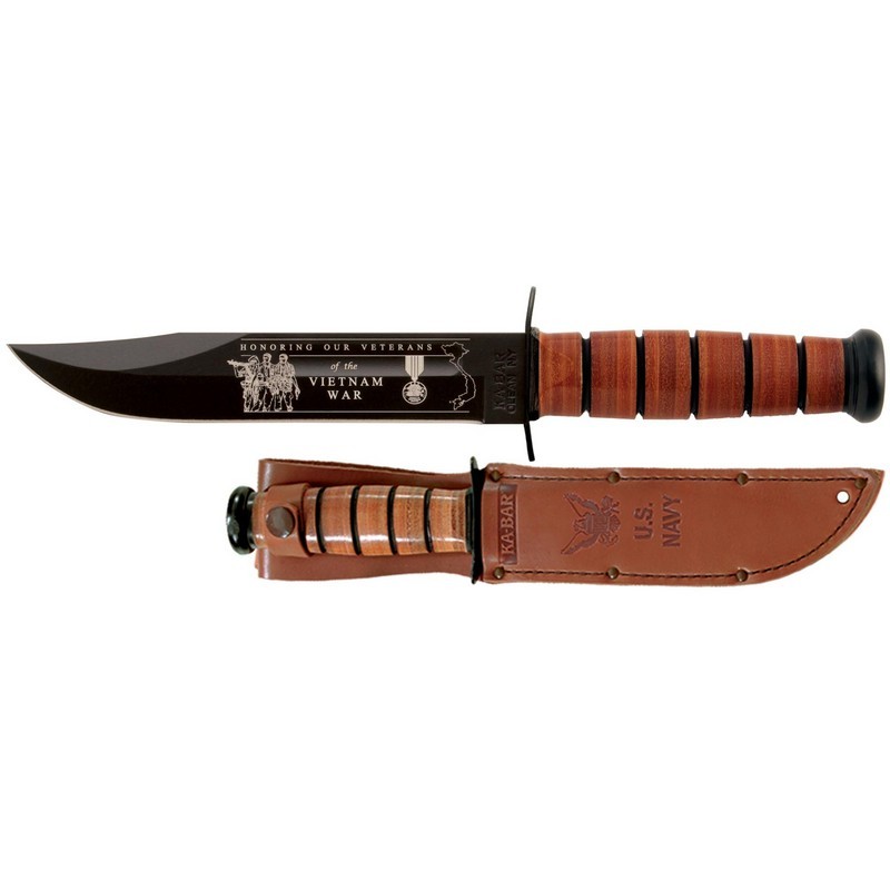 KA-BAR 9141 Vietnam U.S. Navy Veteran Fixed Knife 11.88" Clip Point 1095
