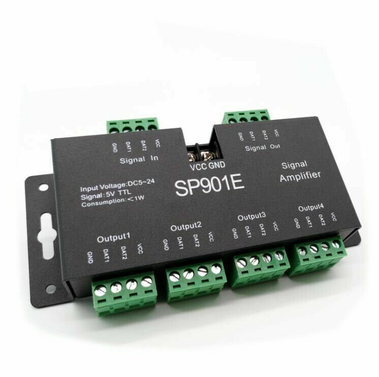 SP901E LED Signal Amplifier Repeater WS2811 WS2812B Pixel RGB LED Strip DC5V-24V