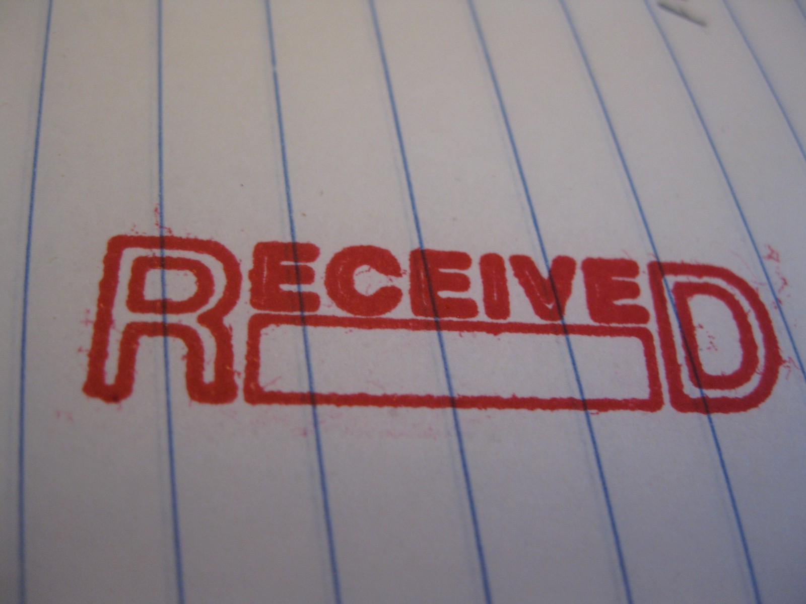 Office Max Pre-inked "RecieveD" Rubber Stamp - Red Ink