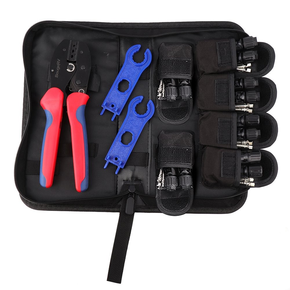 Solar Crimper Tool Kit Crimper, 6 Pairs Connectors, 2 Spanners