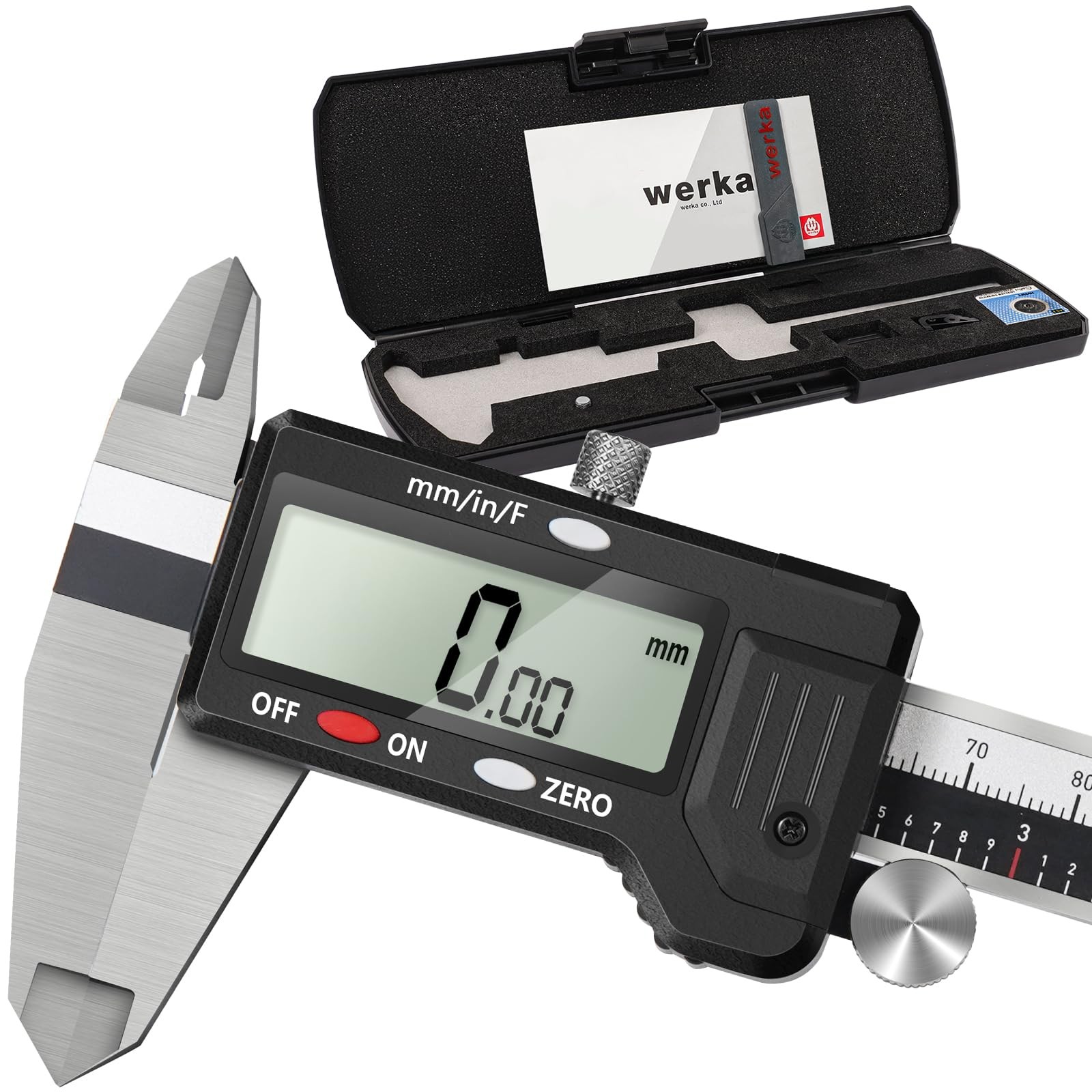 werka Digital Caliper, 0-6â€ Calipers Measuring Tool, Micrometer Caliper with .