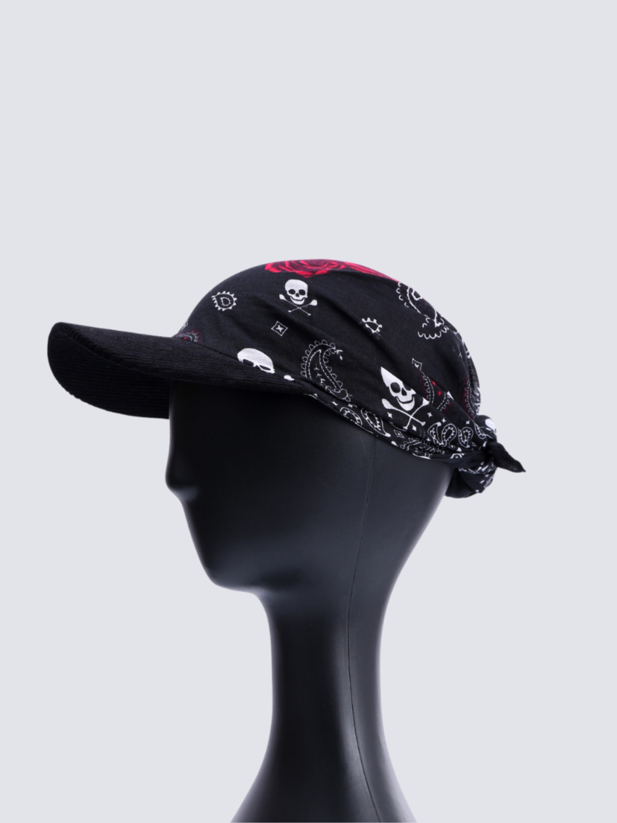 Corduroy Brim Bandana Hat – Handmade Cotton Brimmed Headwear, Unisex, Trendy