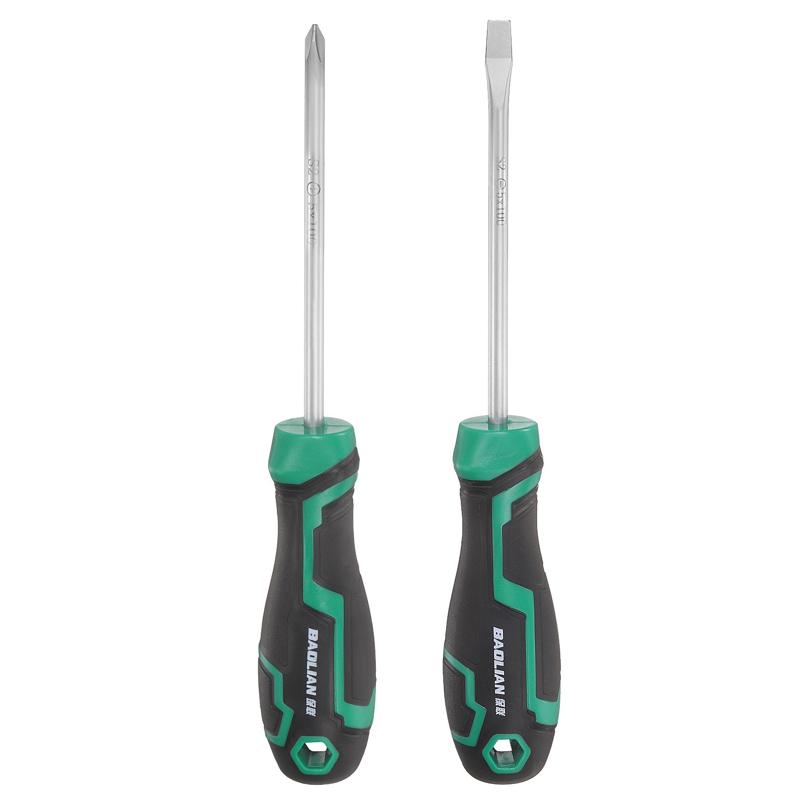 2pcs PH1+SL5 Screwdriver Set 7.7" Magnetic Phillips and Slotted Screwdrivers