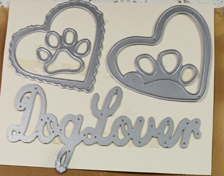 Dog Lover die & 2 dies of Hearts with PAWS - unbranded