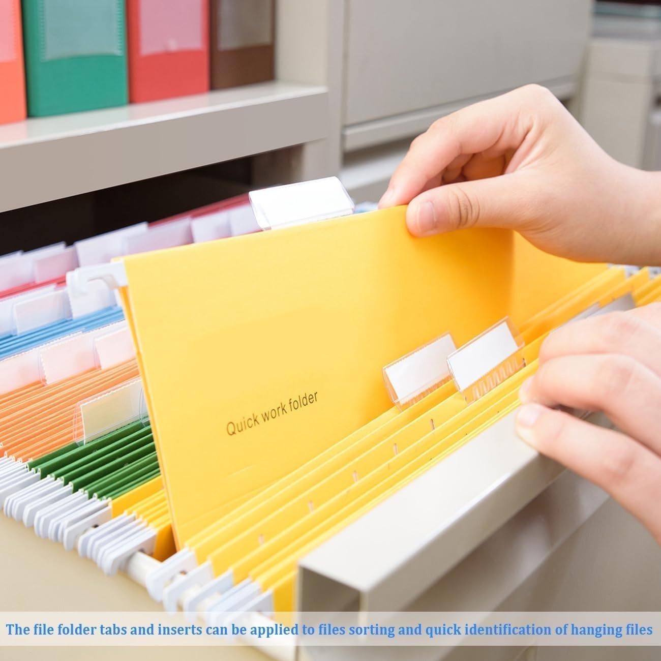 200 Insertable Hanging File Folder Tabs with 400 Inserts - Clear