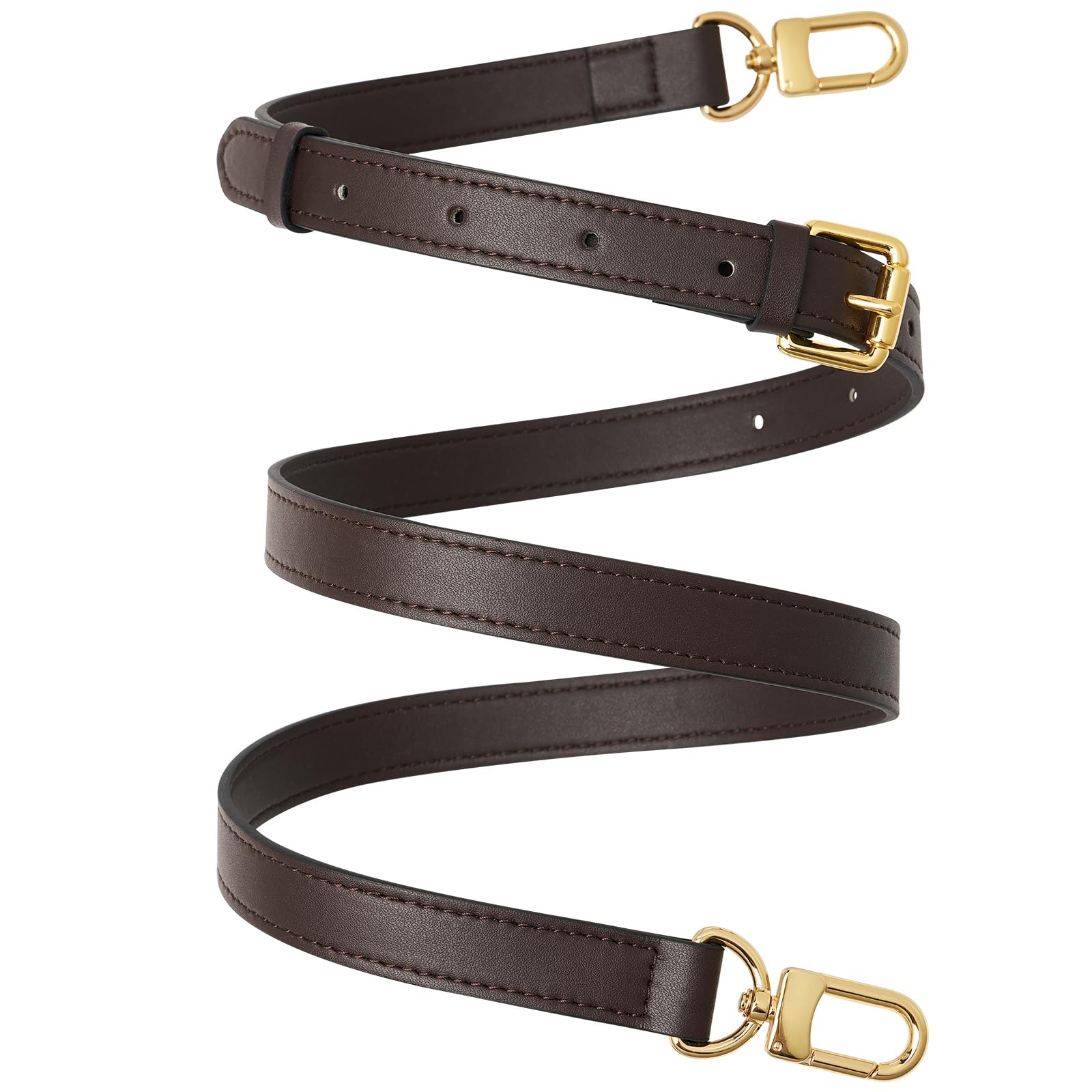 RICLVS Genuine Vachetta 41.7 - 50.3 in（106-128cm）,width 1.8cm/0.7inch, Coffee