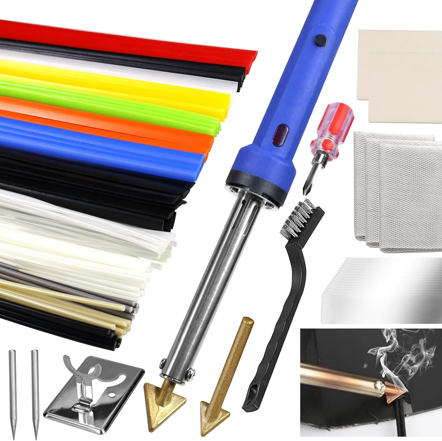 100W Plastic Welding Kit 2 in 1 with 121Pcs Rods | Professional Surface Repair T