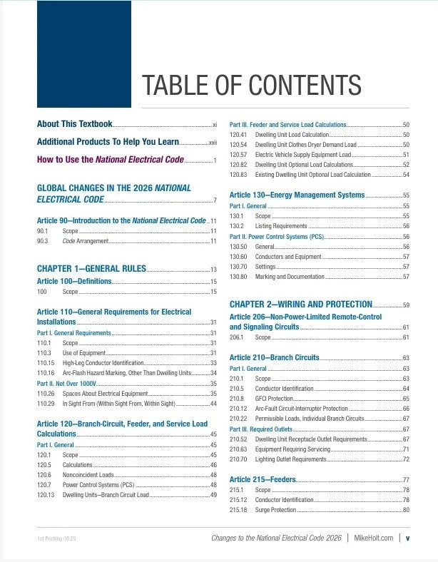 2026 Mike Holt's Changes to the National Electrical Code Textbook