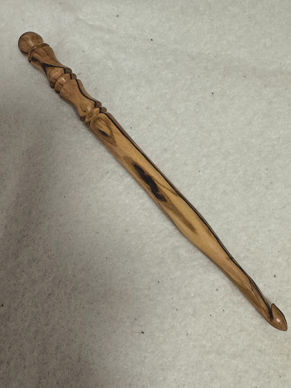 Hand carved BETHLEHEM OLIVE WOOD  YARN  CROCHET HOOK  size J