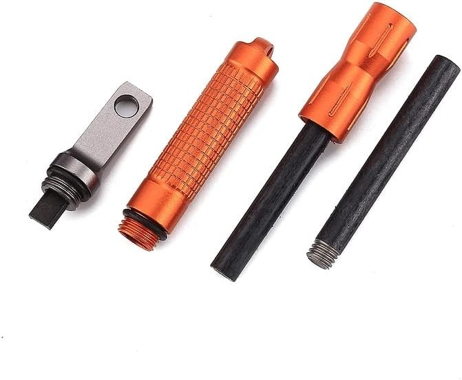 Compact Fire Starter, with Scraper Striker, DOSMAMZ 3PCS Replaceable Threaded Fe