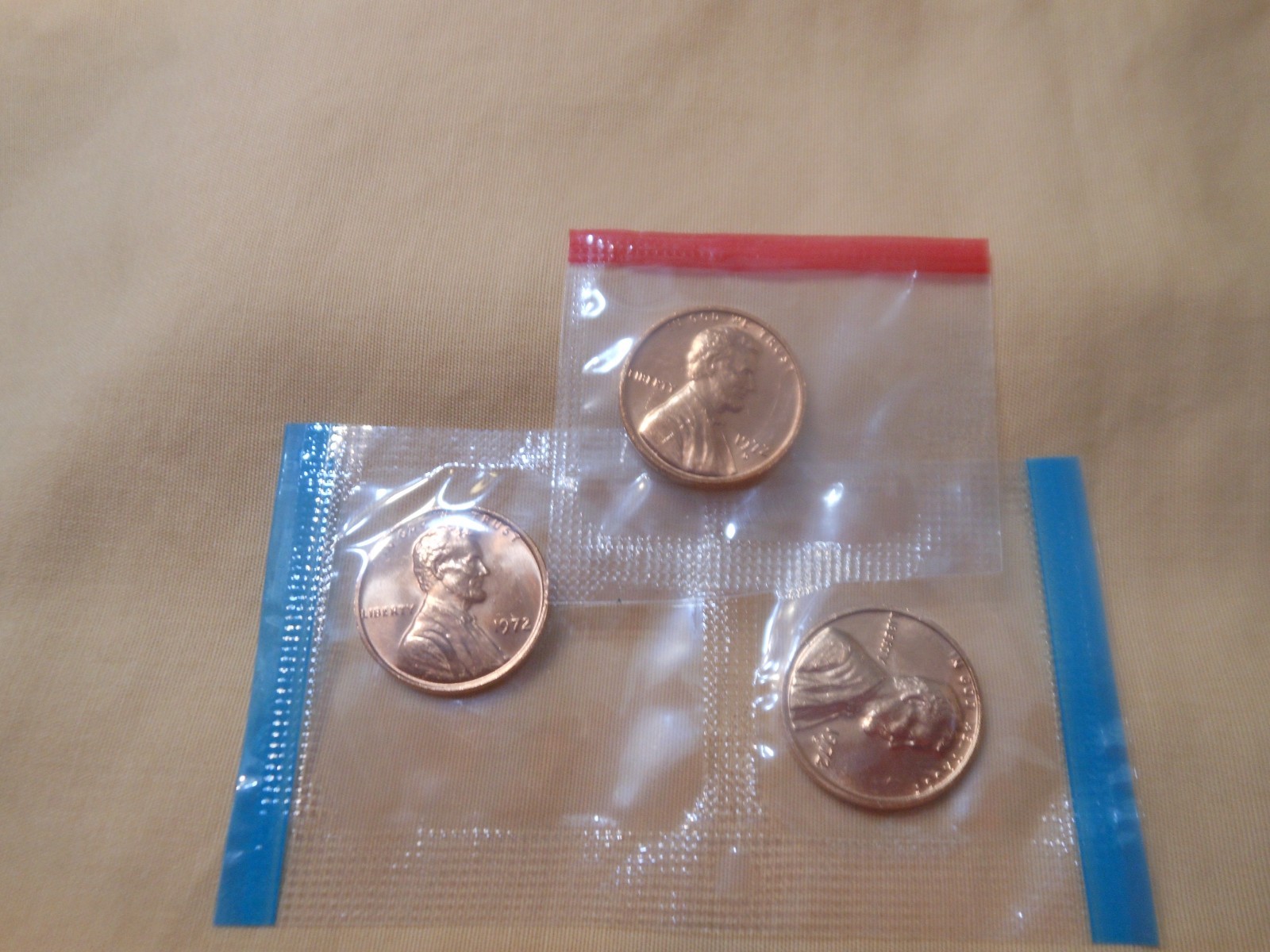 1972 Mint Wrapped Plain, D & S Lincolns Pennies! 3 Total Coins! NICE! 0 S&H