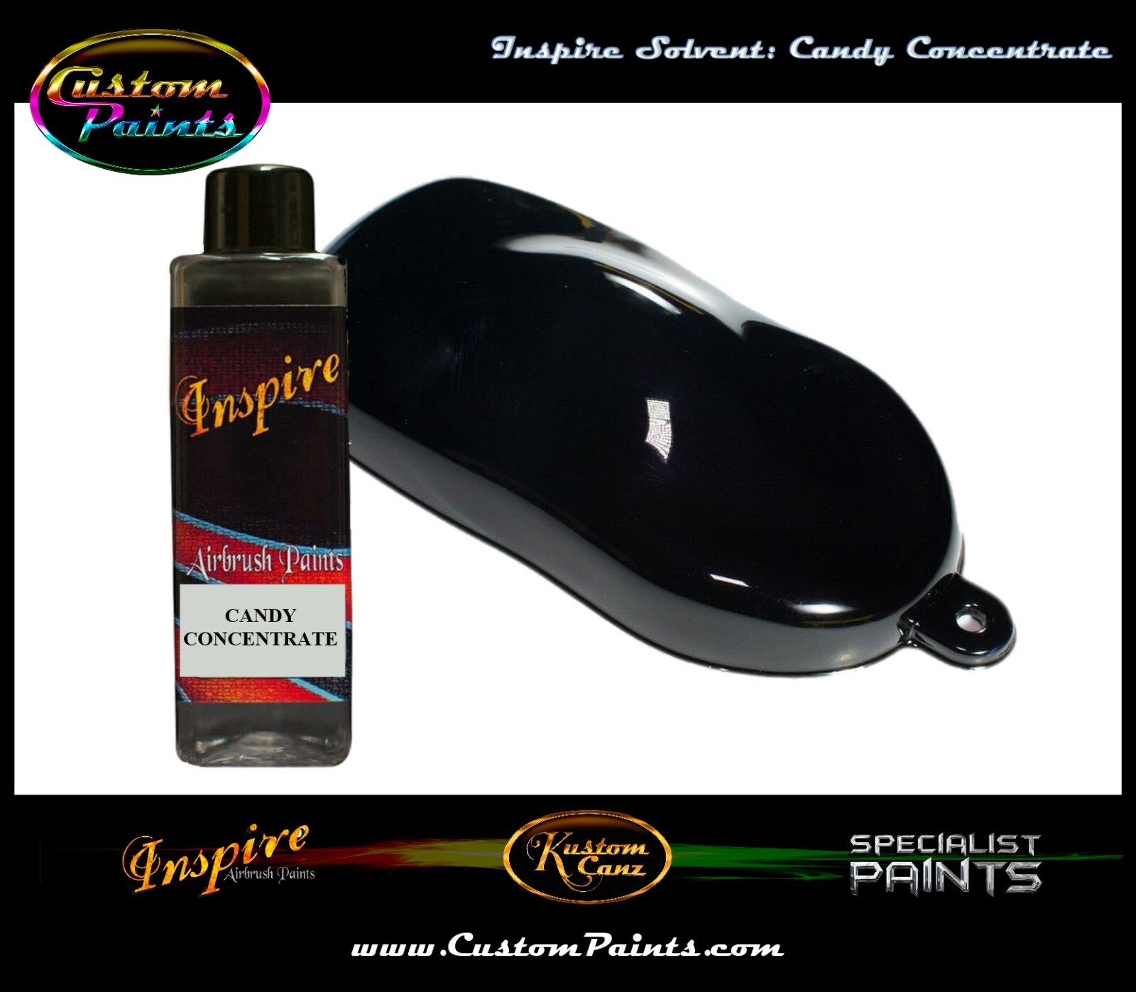 Inspire Candy CONCENTRATE Black 4oz (SOLVENT), CUSTOM PAINT, ARTIST, Low Rider