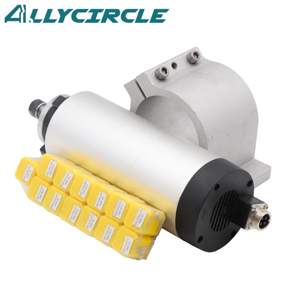 1.5KW Air Cooled Spindle 80MM 400HZ AC220V 24000RPM+Spindle Clamp+ER11 Collets