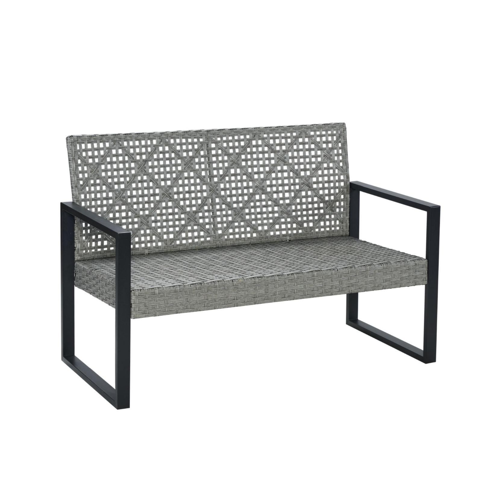 Modern 4-Piece Outdoor Patio Furniture Set with Acacia Wood Table Top & Blue