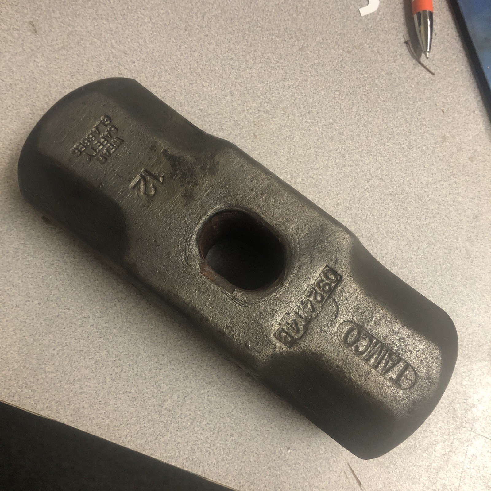Vintage Tamco 12lb Sledge Hammer Head Octagonal Faces 092414B