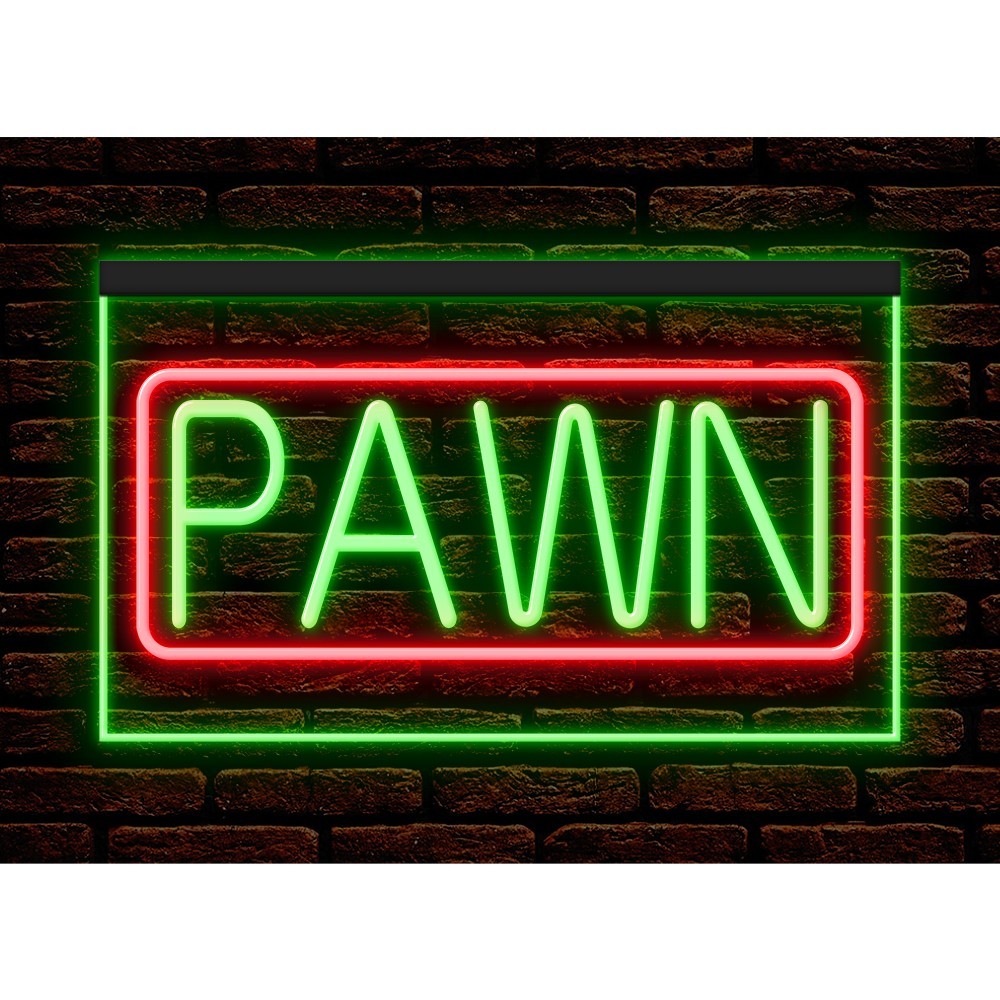 PAWN Shop Loans We Buy Gold Cash Store Dual Color Two Tone illuminated Neon Sign