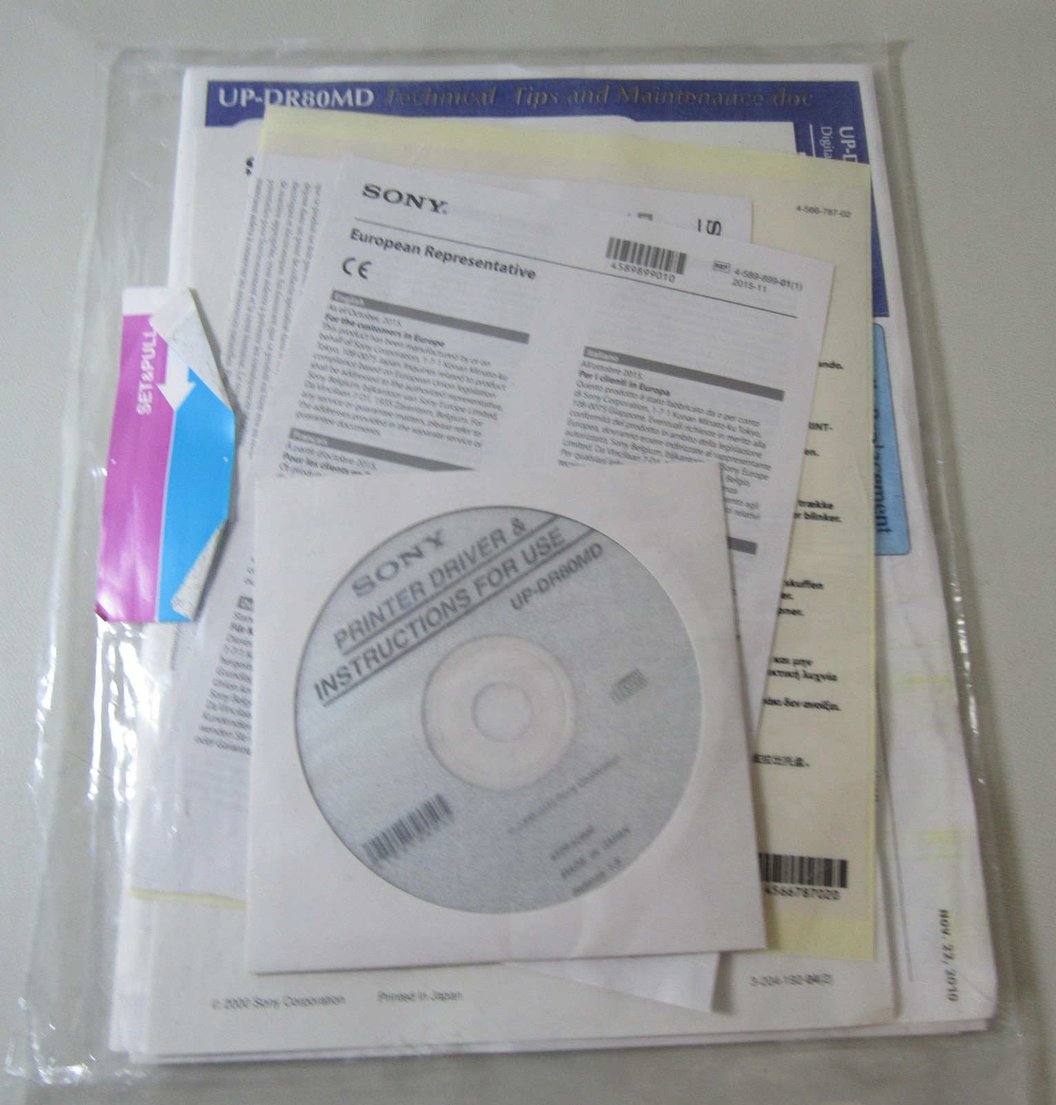 Sony UP-DR80MD Digital Color Printer Driver CD Manual Set Multi Language Guide