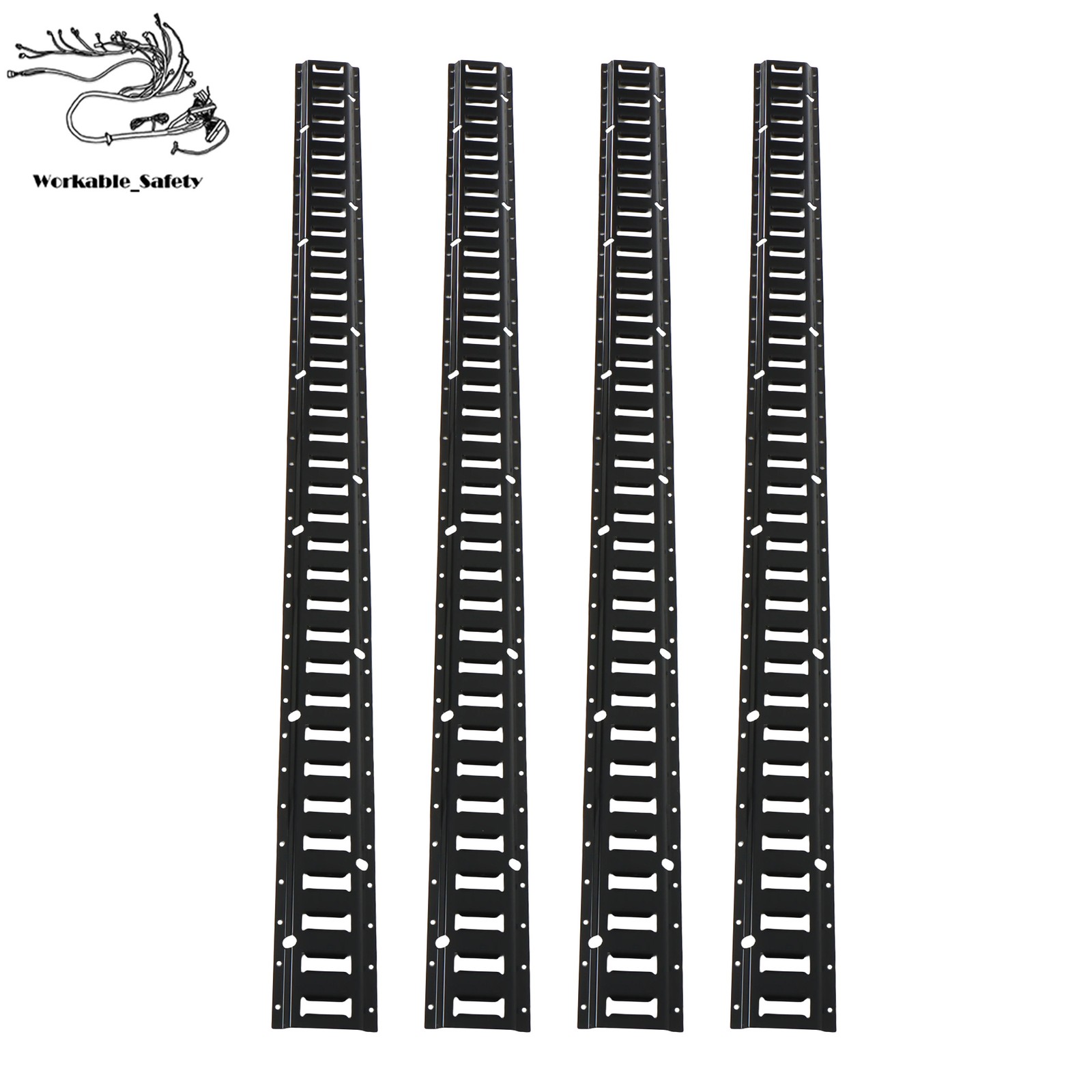 Black 4 Pack 6 Foot E Track Rails Powder Coated Steel For Cargo Trailer Tie Down