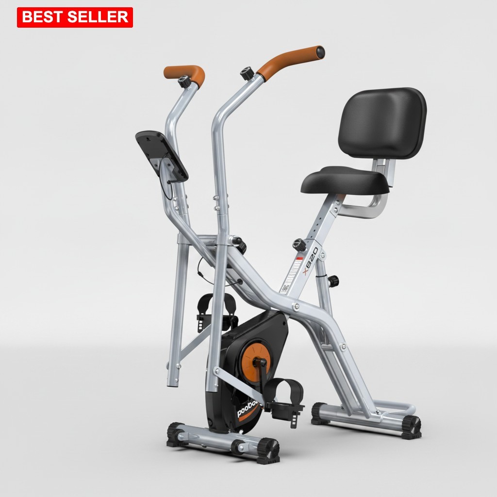 Foldable Exercise Bike with Elliptical Mode 8 Resistance Levels Silent Home F...