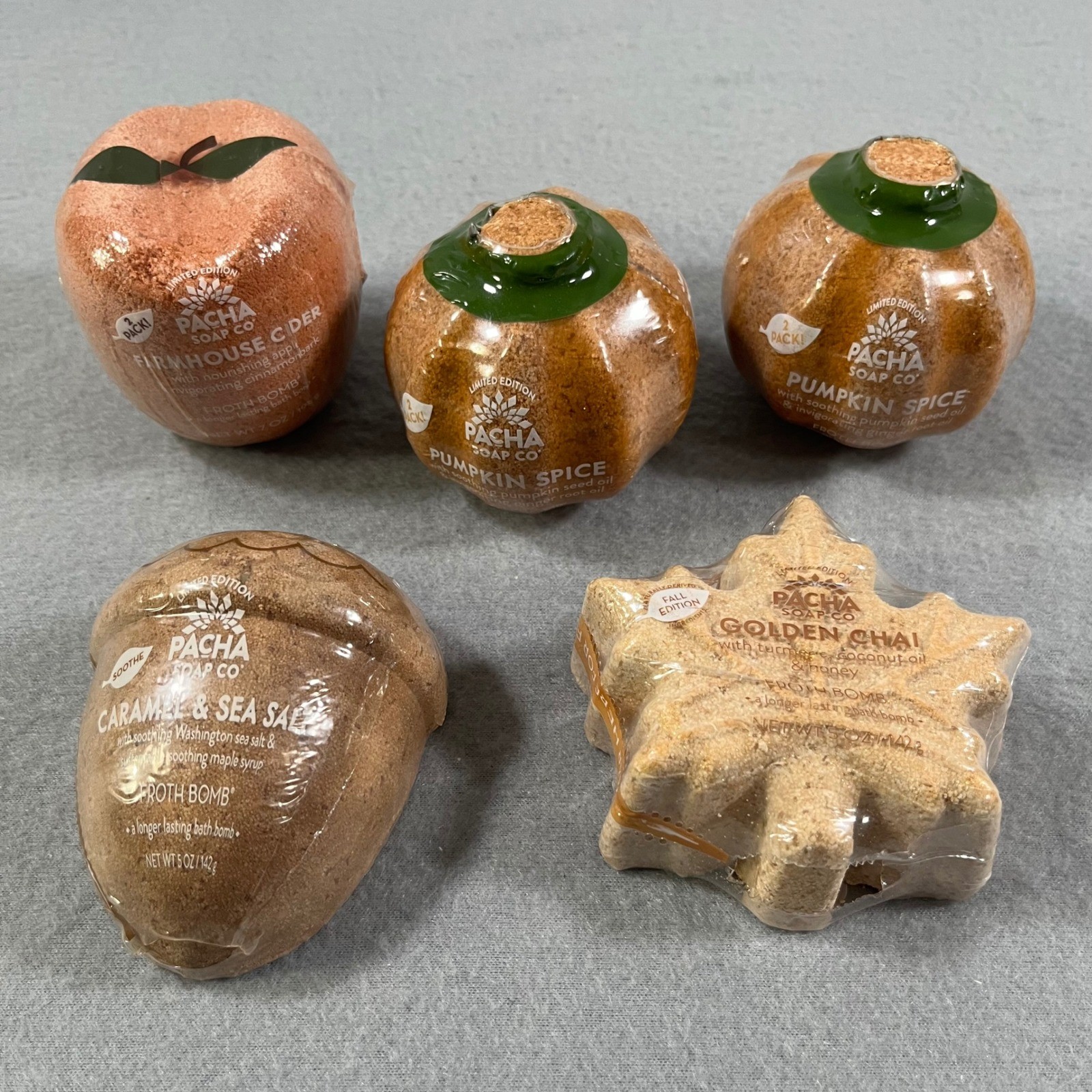Pacha Soap Co Fall Limited Edition Froth Bomb 5 Set lot bundle Apple Pumpkin