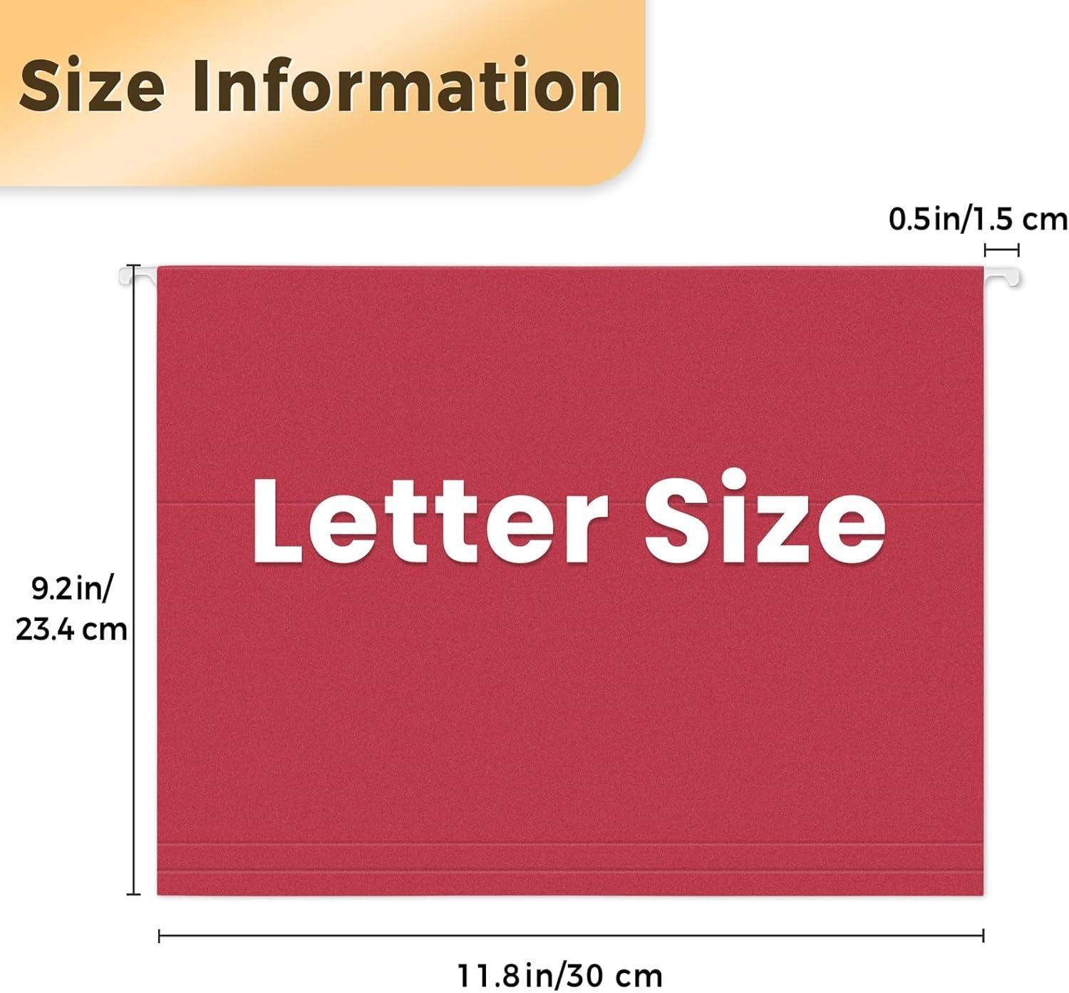 Letter Size Hanging File Folders 6 Pack W/ Tabs, Expandable, Assorted Colors