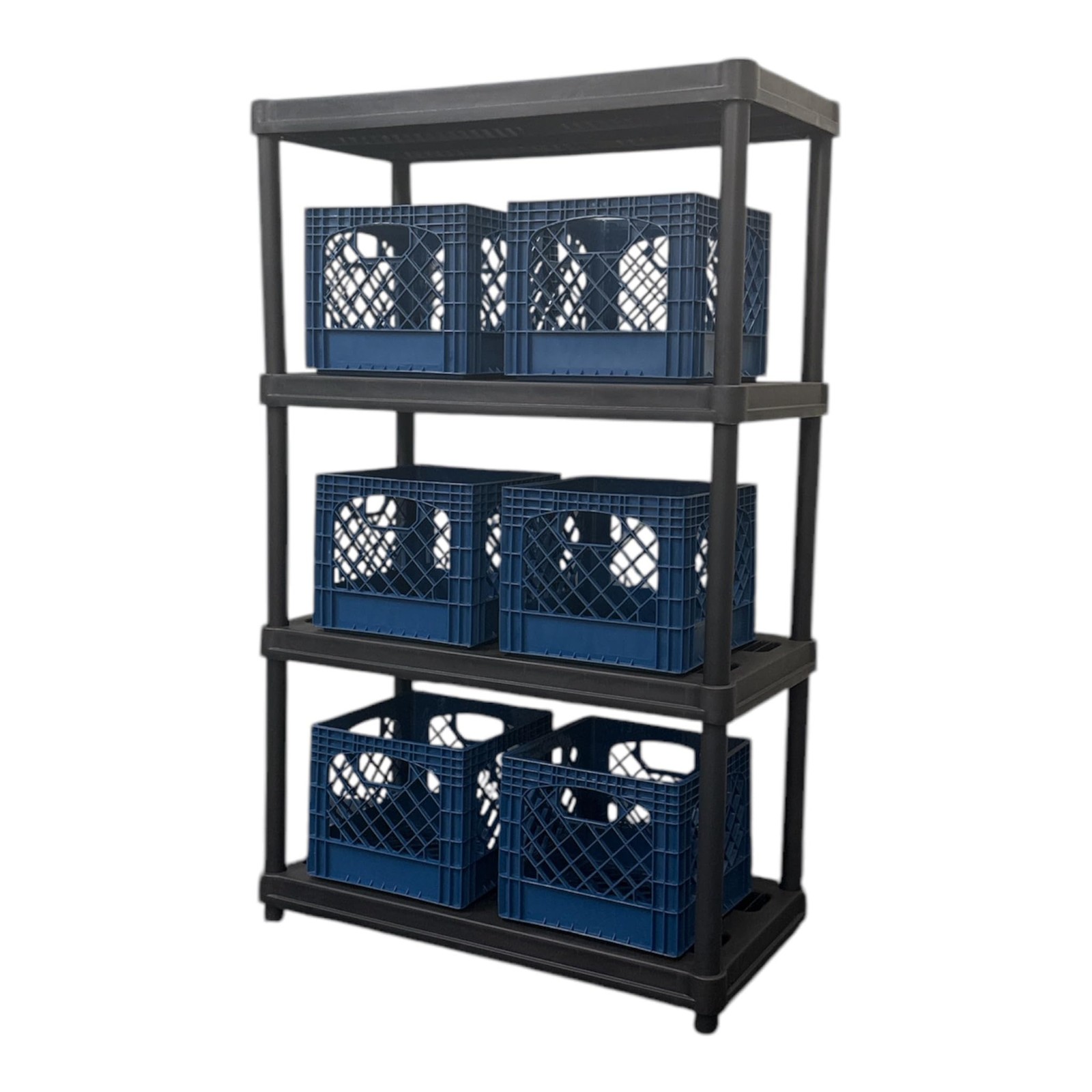 Juggernaut Storage 16QT Heavy-Duty Plastic Square Milk Crate Blue Navy