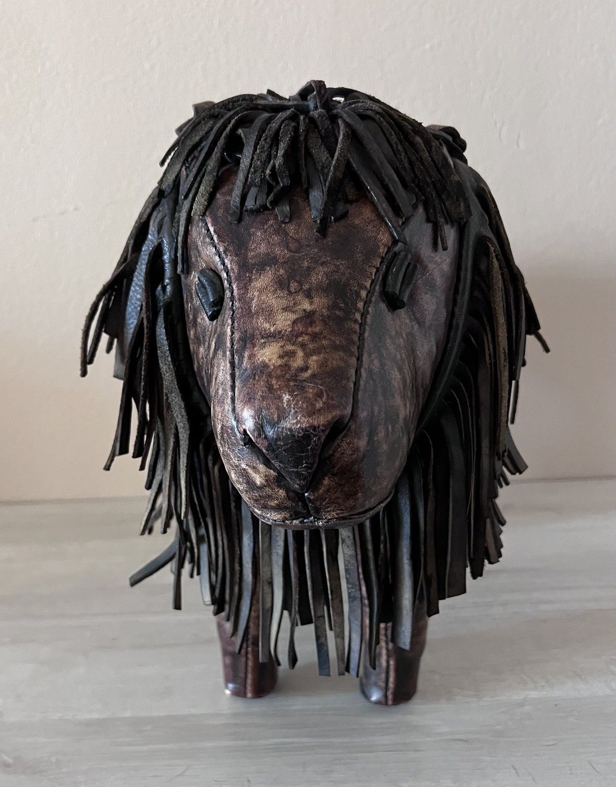 Vintage Dimitri Omersa Lion Leather Footstool