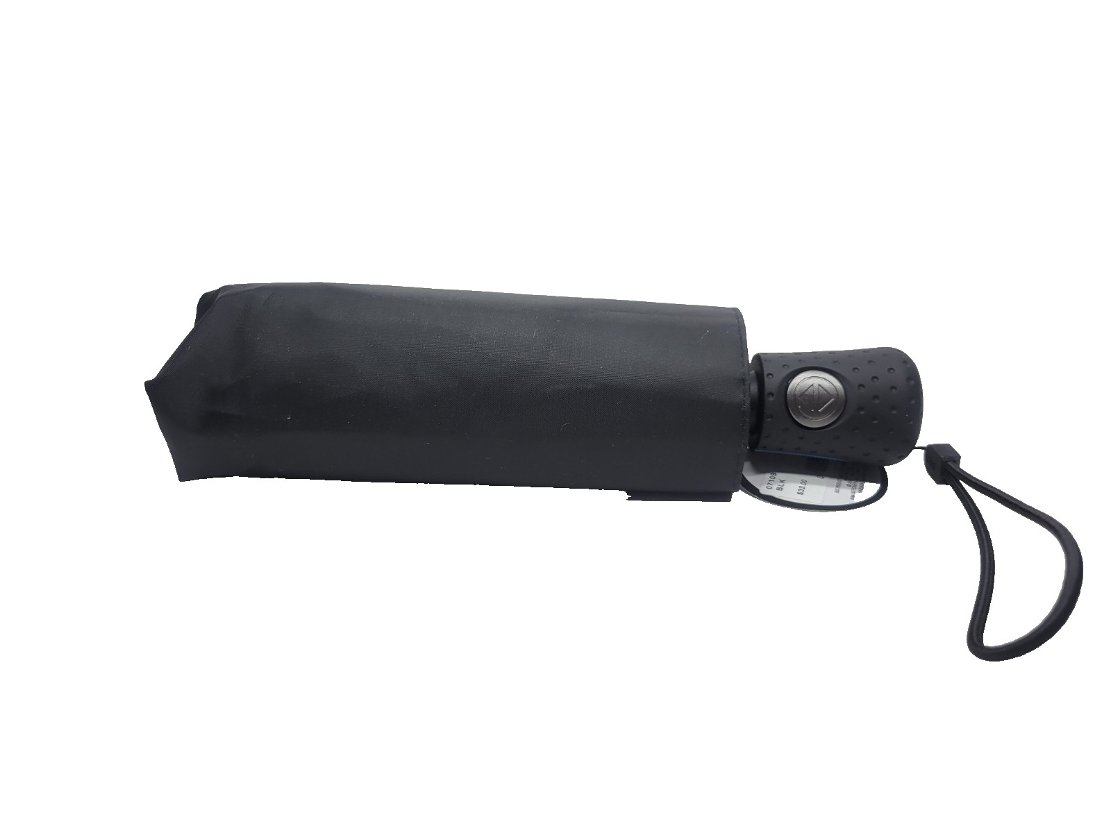 Totes Travel Size Black Umbrella w/Blue Line Auto Open-Close Compact  - 7109