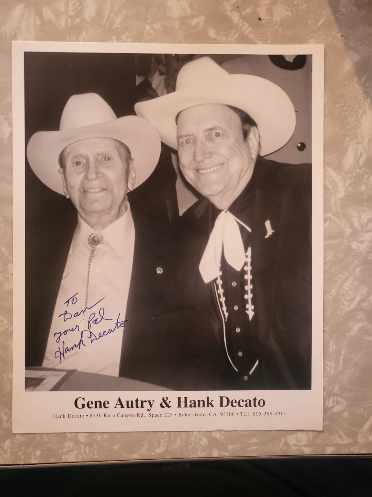 Hank Decato Cowboy Western Star Singer Signed Autograph