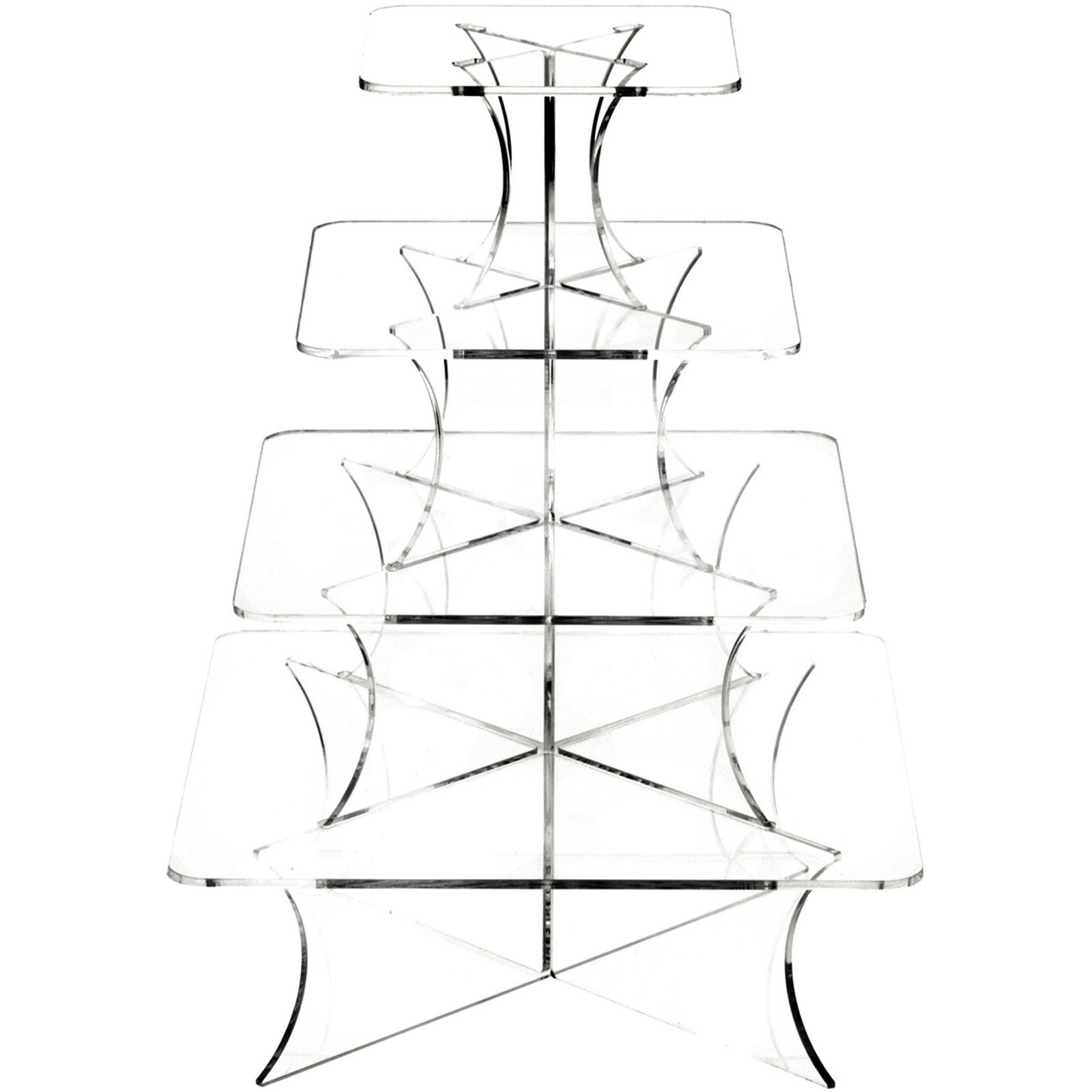 Plymor Clear Acrylic Graduated 4-Tiered Square Display Riser, 11.5" H x 8.5" W