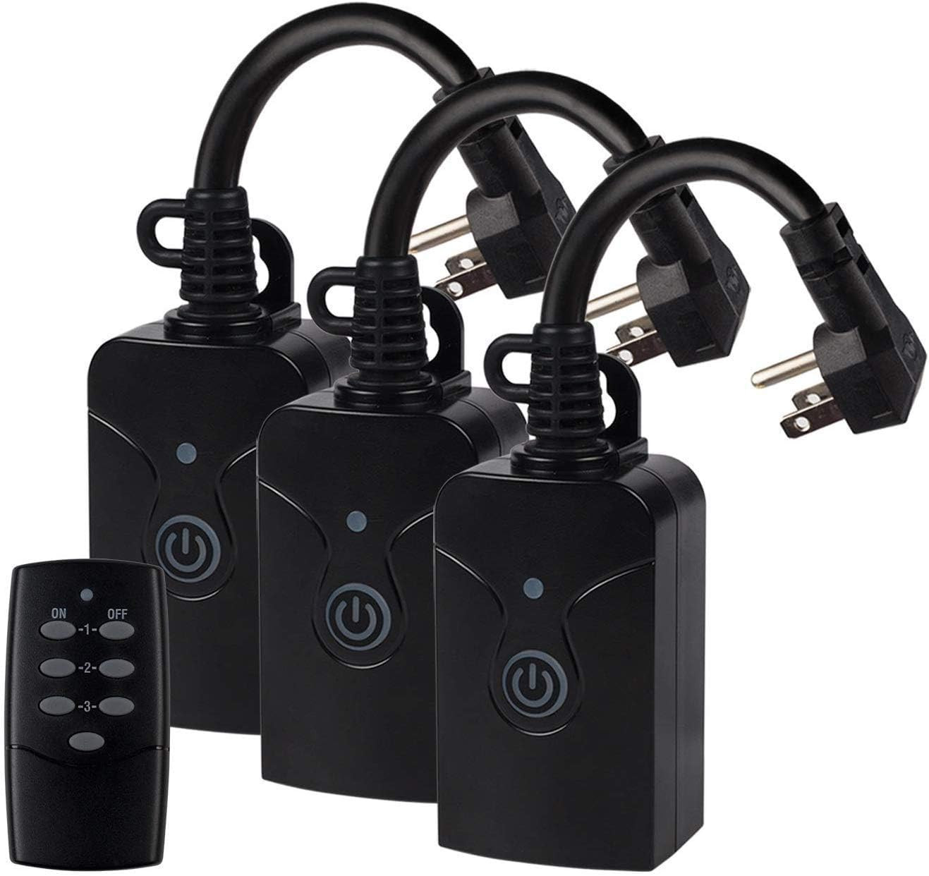 Remote Control Outlets Outdoor Waterproof Indoor Wireless Light Switch | 3-Prong