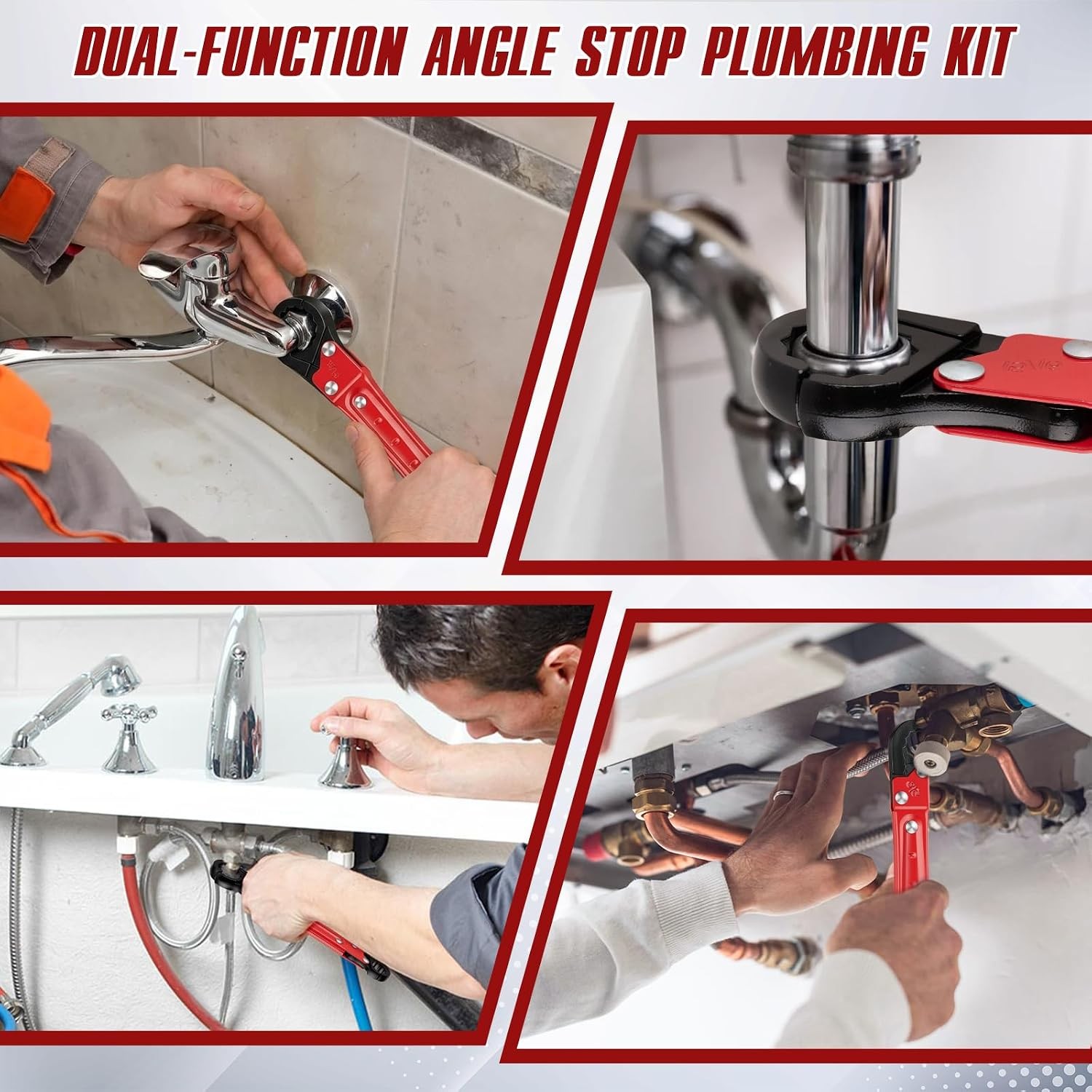 5 PCS Plumbing Tools Kit Angle Stop Wrench W/ 1/2-Inch Compression Sleeve Puller