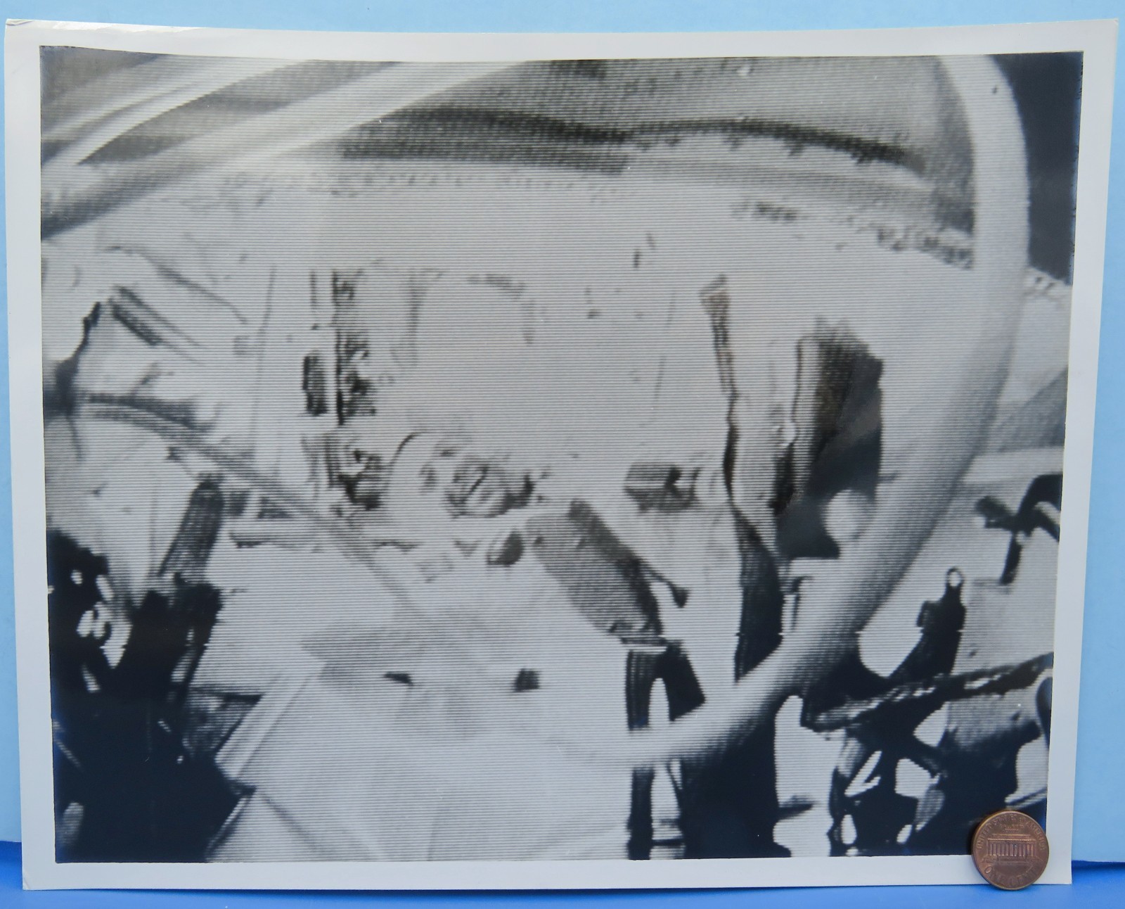 NASA PHOTO vtg Apollo 7 / TV Transmission EISELE Floating Weightless 8 x 10" B&W