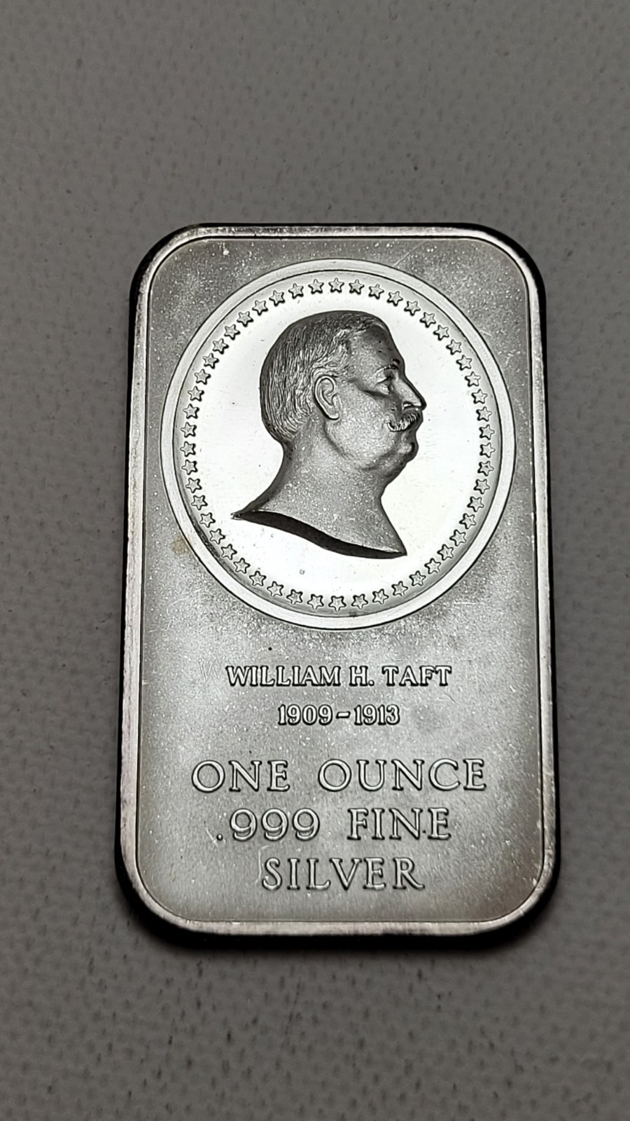 Vintage Madison Mint William H. Taft Cameo 1 Ounce Silver Bar