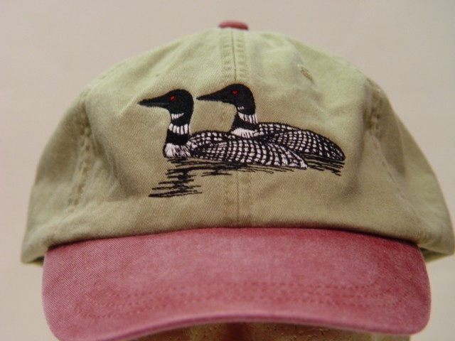 TWO LOON BIRD Hat - Embroidered Men Women Wildlife Baseball Cap Price Embroidery