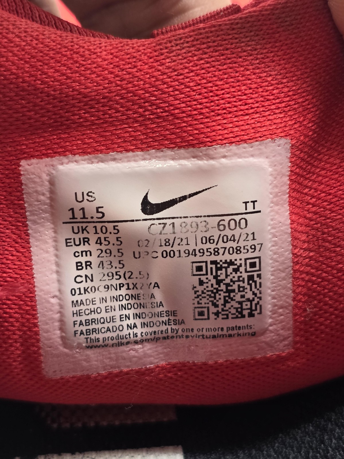 Nike Air Zoom Pegasus 38 Shoes Mens Size 11.5 Red Damaged Sneakers Cz1893-600