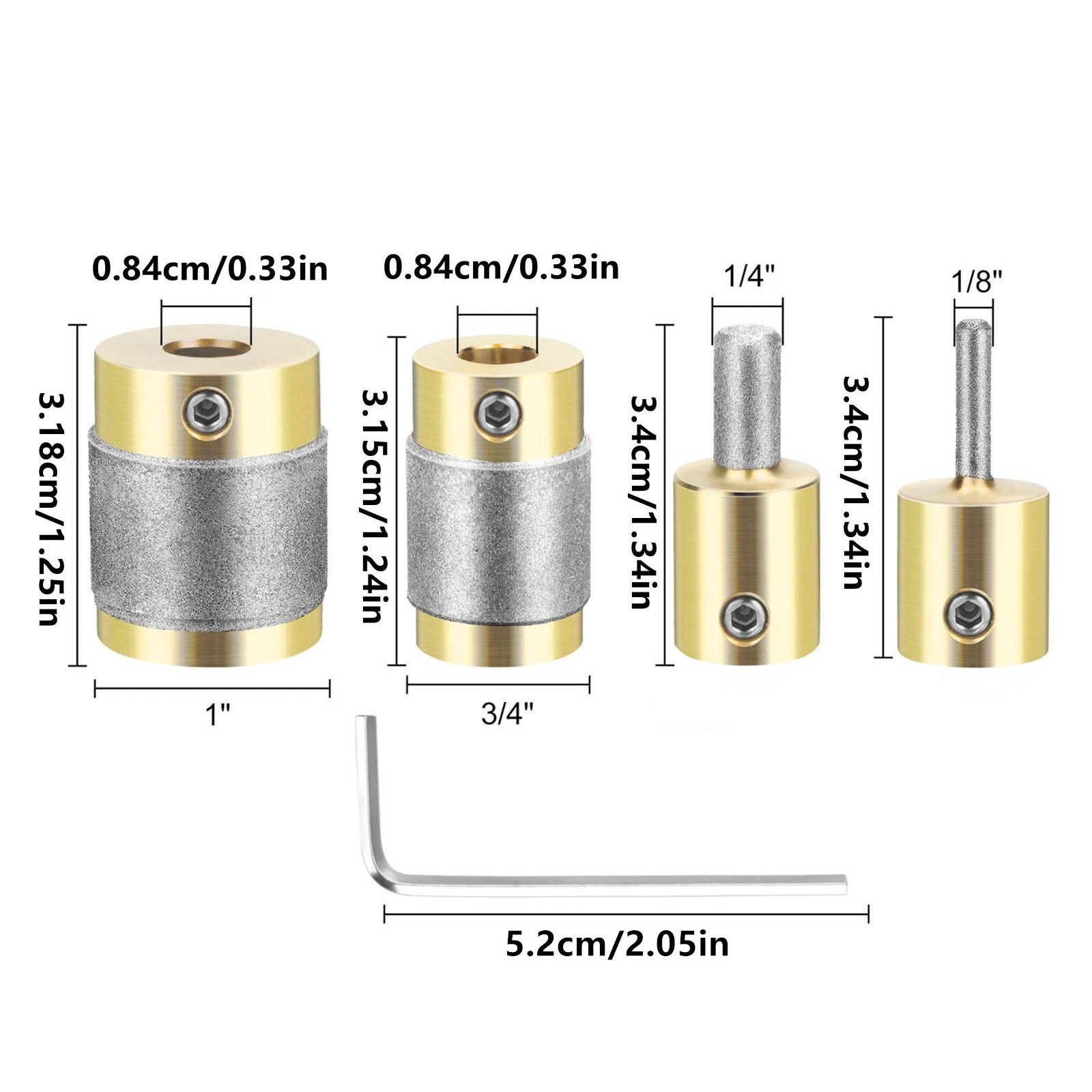 4PCS Diamond Grinder Bits for Stained Glass, Replacement Drilling Shaping Set