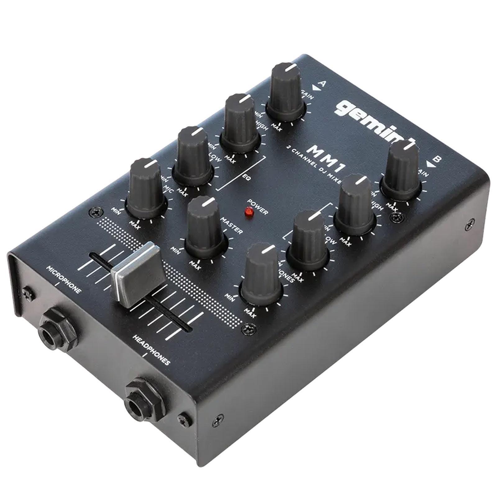 Gemini MM1 2-Channel Mic Input Compact Portable EQ DJ Mixer