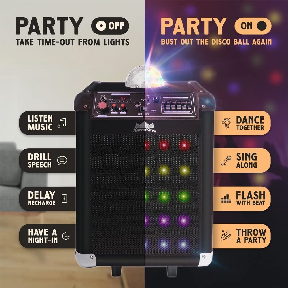 Wireless Karaoke Machine Microphone Speaker Disco Bluetooth Singing System G100