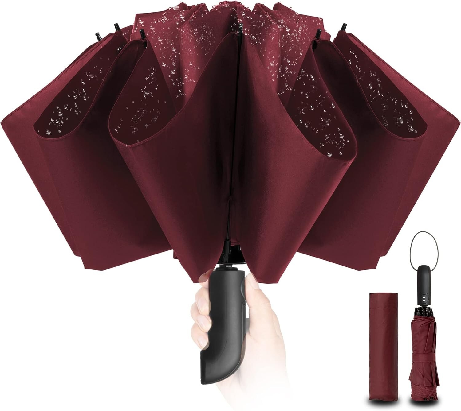 Umbrella Stormproof Folding Rain Windproof Compact with Automatic Men's C788