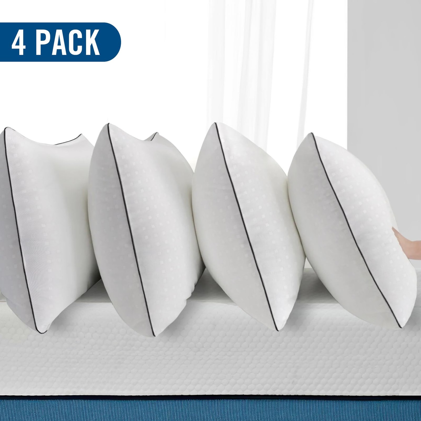 Standard Size Bed Pillows for Sleeping 4 Pack,Luxury Hotel Pillows,Comfortabl...